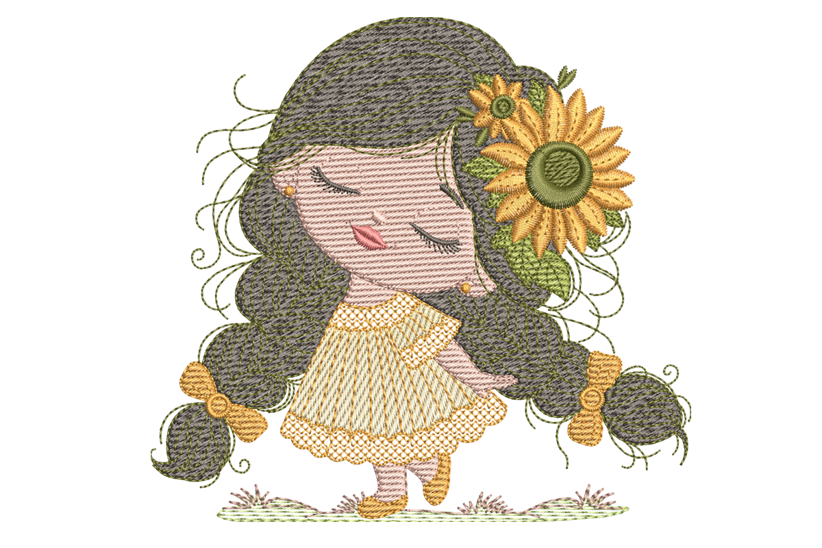 Sunflower Girl Embroidery Design