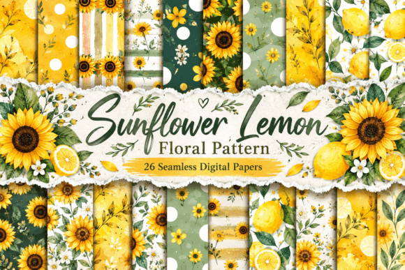 Sunflower Lemon Floral Pattern