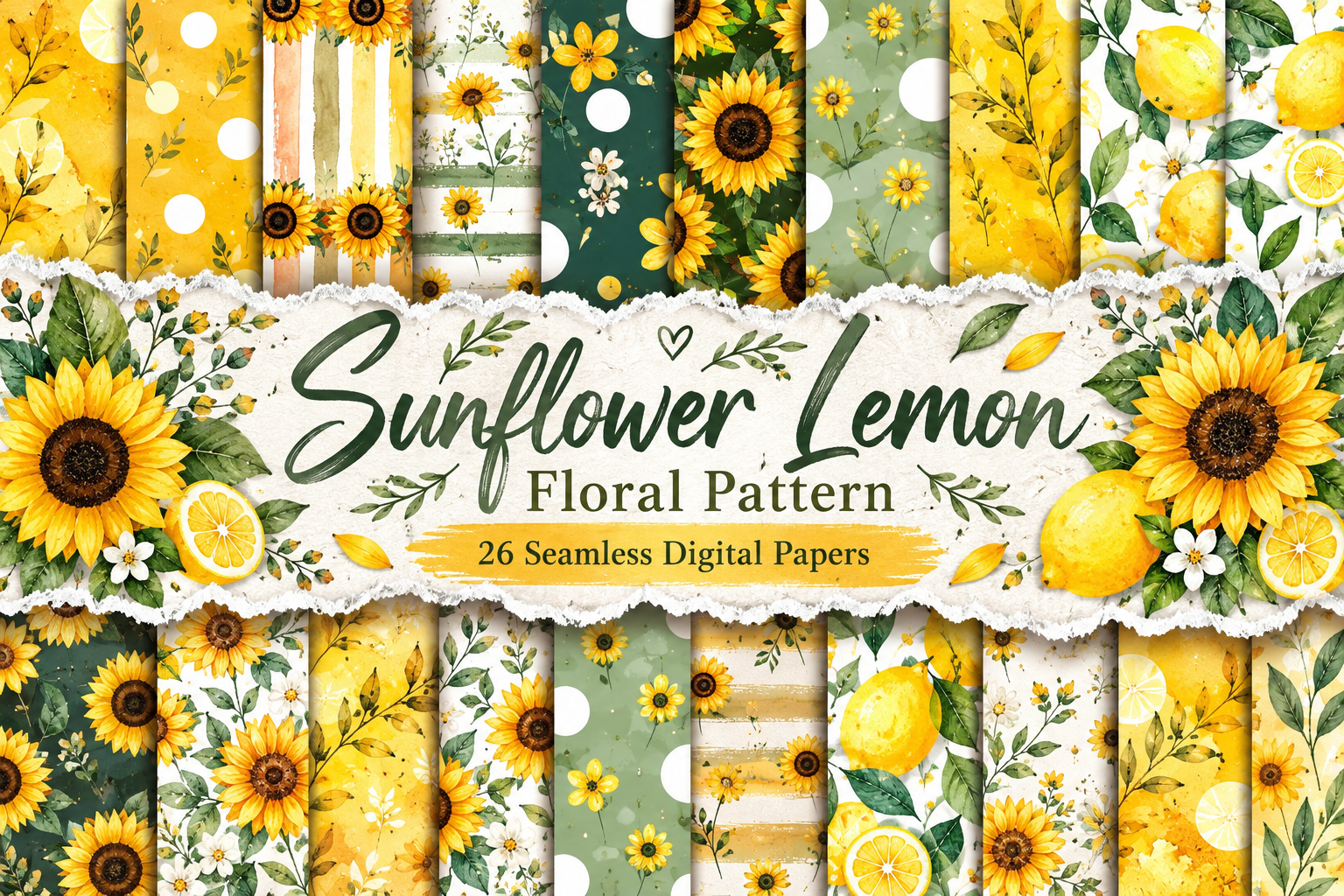 Sunflower Lemon Floral Pattern