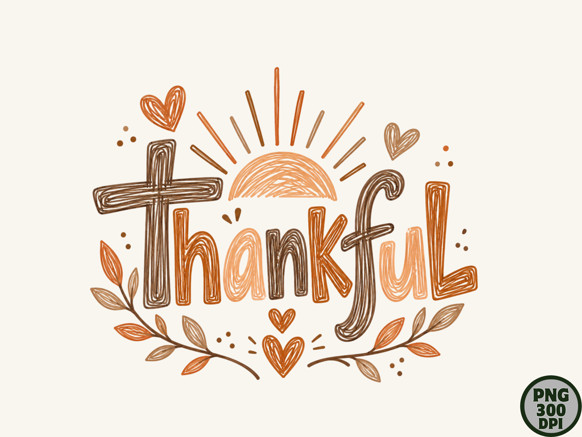 Thankful Christian Cross Faith PNG