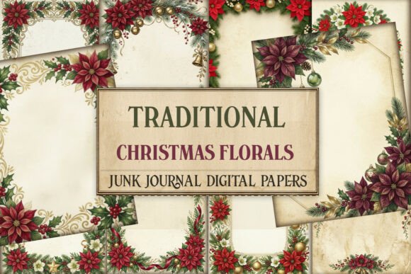 Traditional Christmas Florals Junk Journ