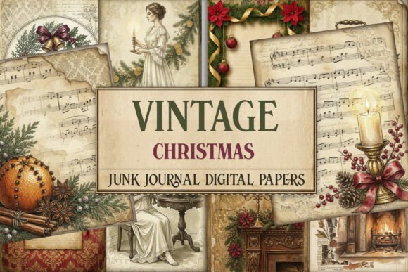 Vintage Christmas Junk Journal Paper