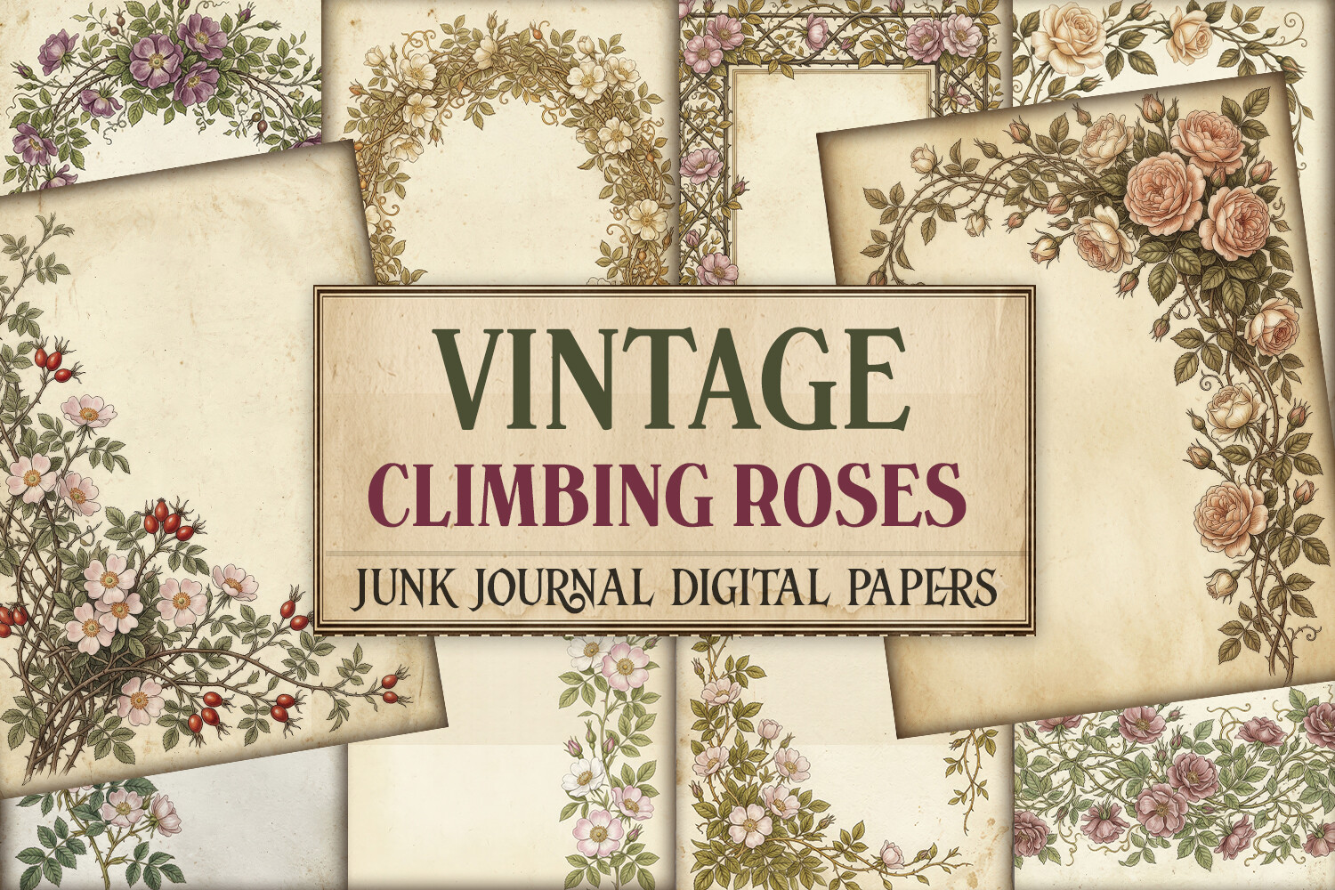 Vintage Climbing Roses Junk Journal