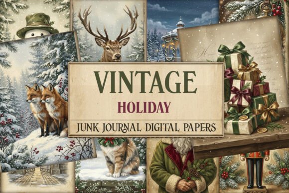 Vintage Holiday Junk Journal Paper