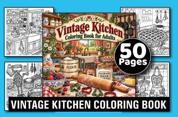 Vintage Kitchen Adult Coloring Book
