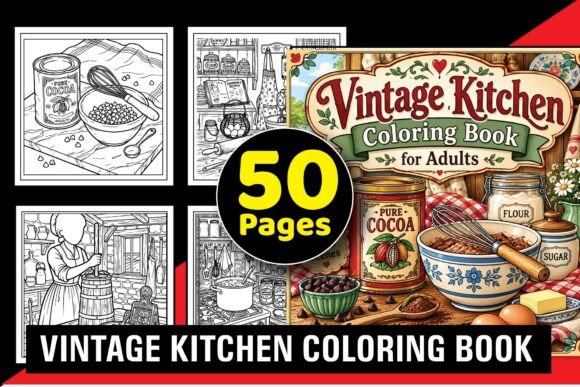 Vintage Kitchen Coloring Book