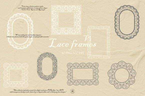 Vintage Lace Frames PNG Clipart