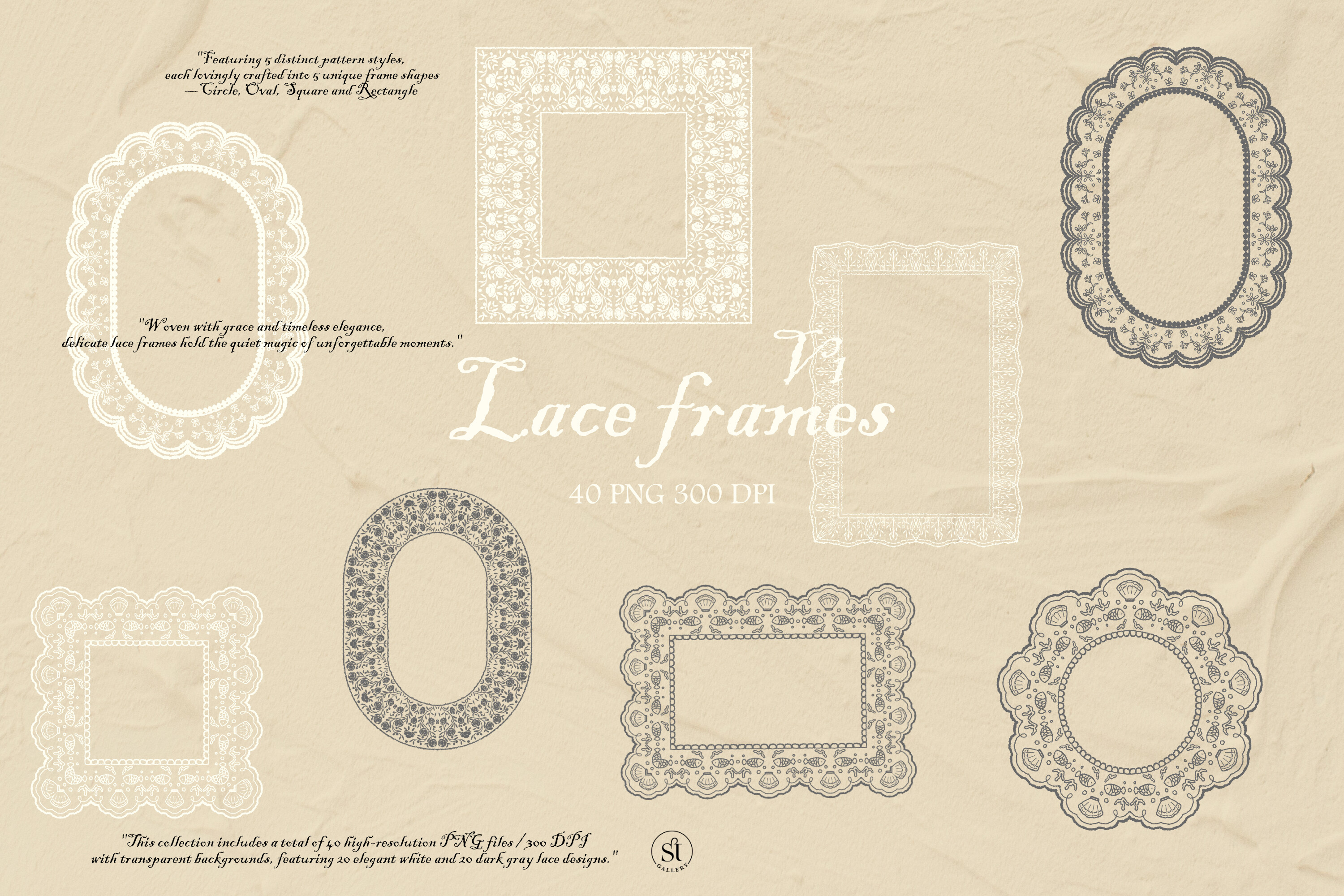 Vintage Lace Frames PNG Clipart