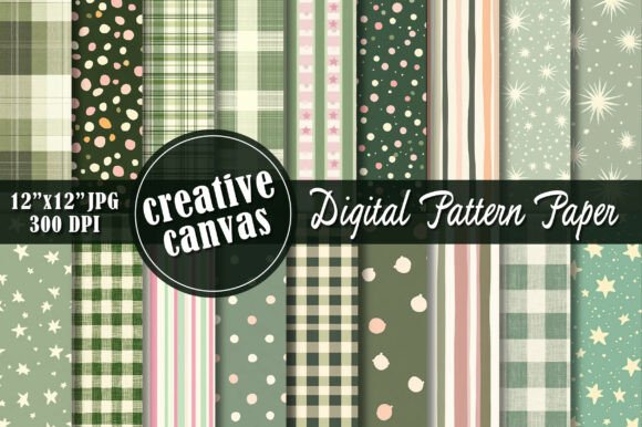 Vintage Sage Pink Preppy Digital Paper