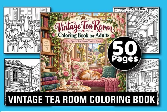 Vintage Tea Room Coloring Book