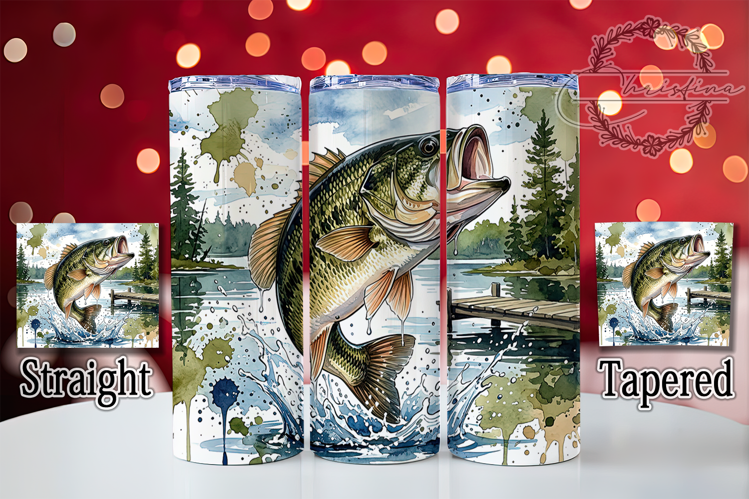 Watercolor Bass Splash 20oz Tumbler