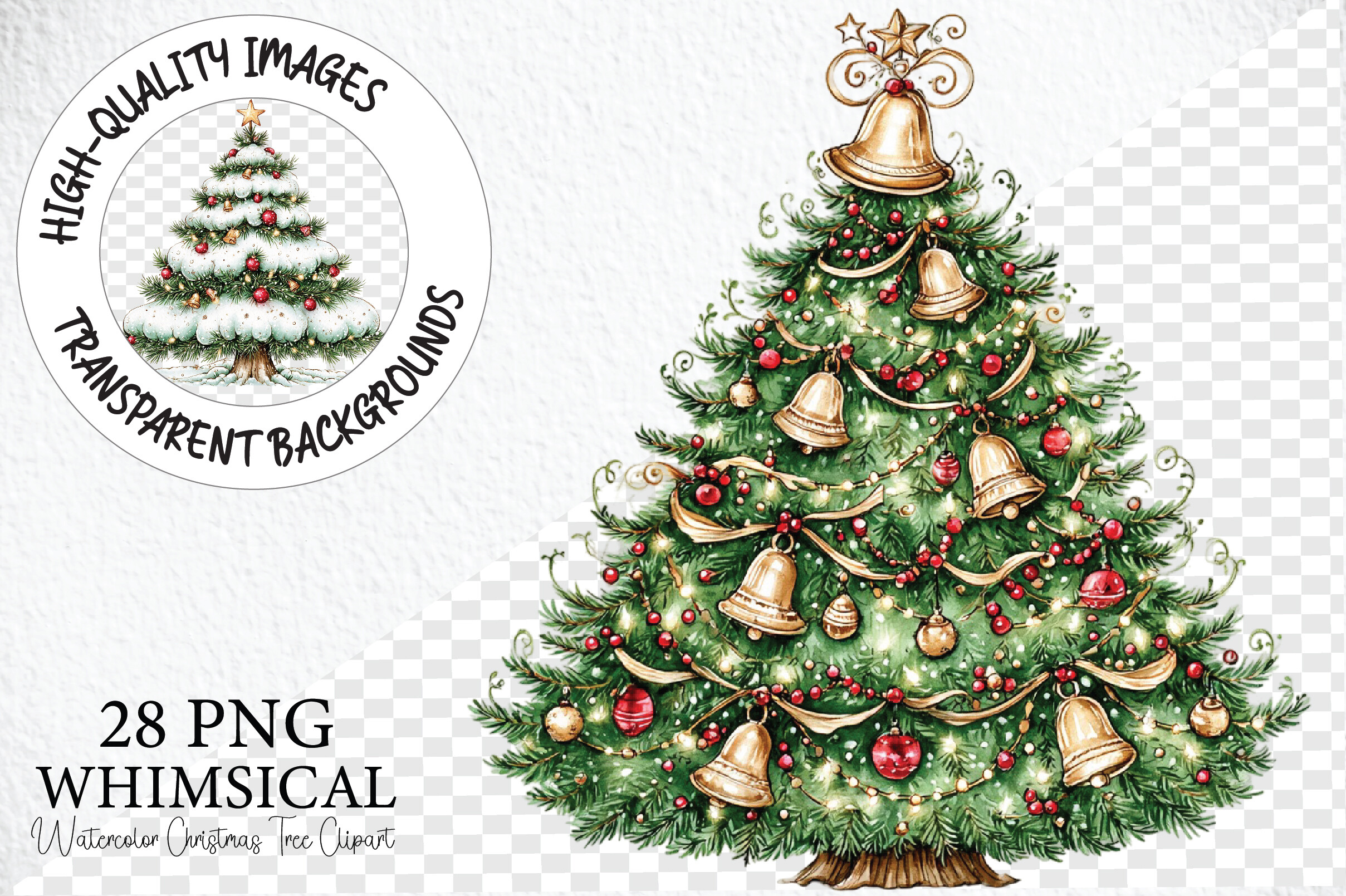 Watercolor Christmas Tree Clipart