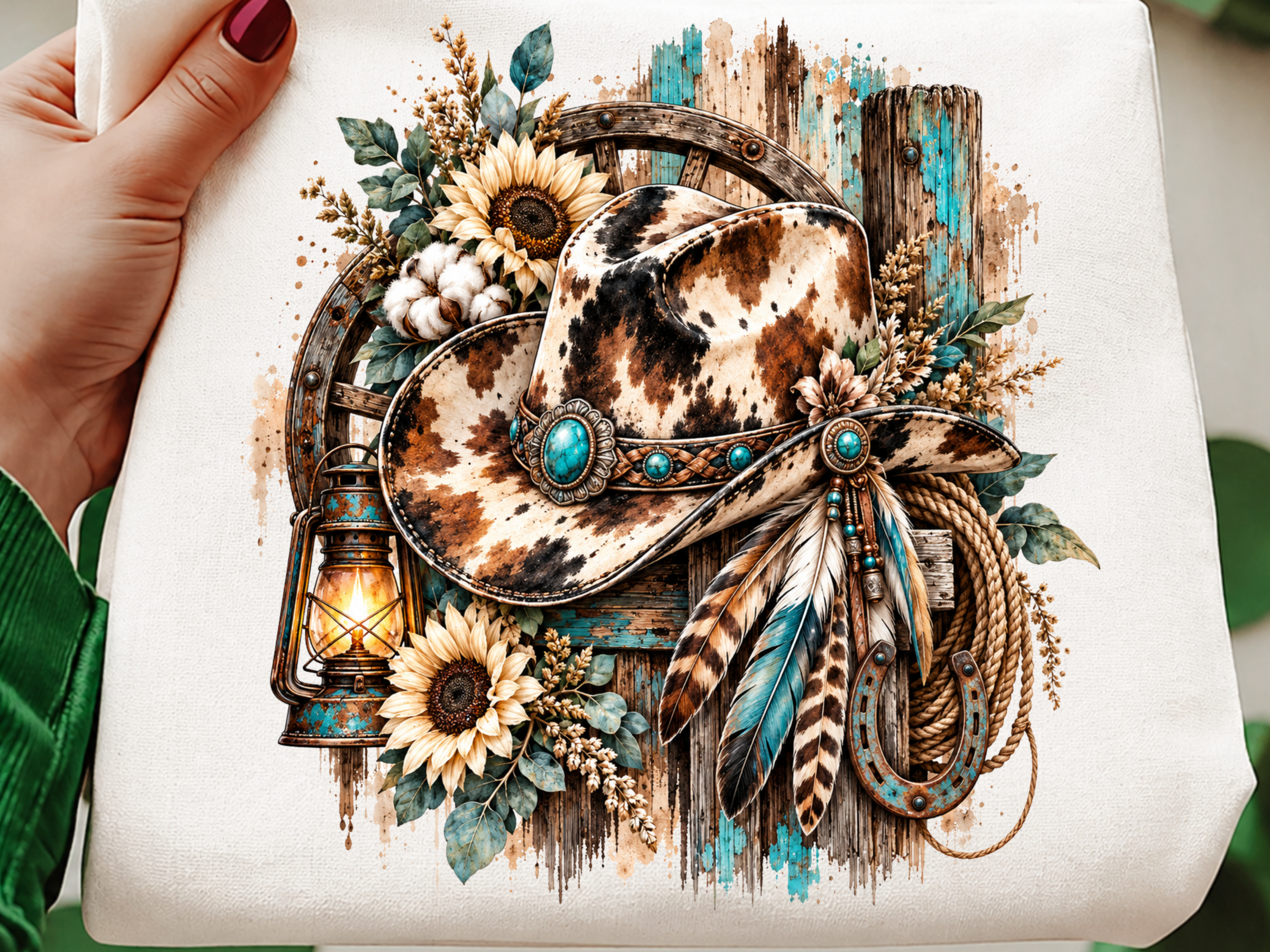 Western Cowhide Pumpkin Fall PNG