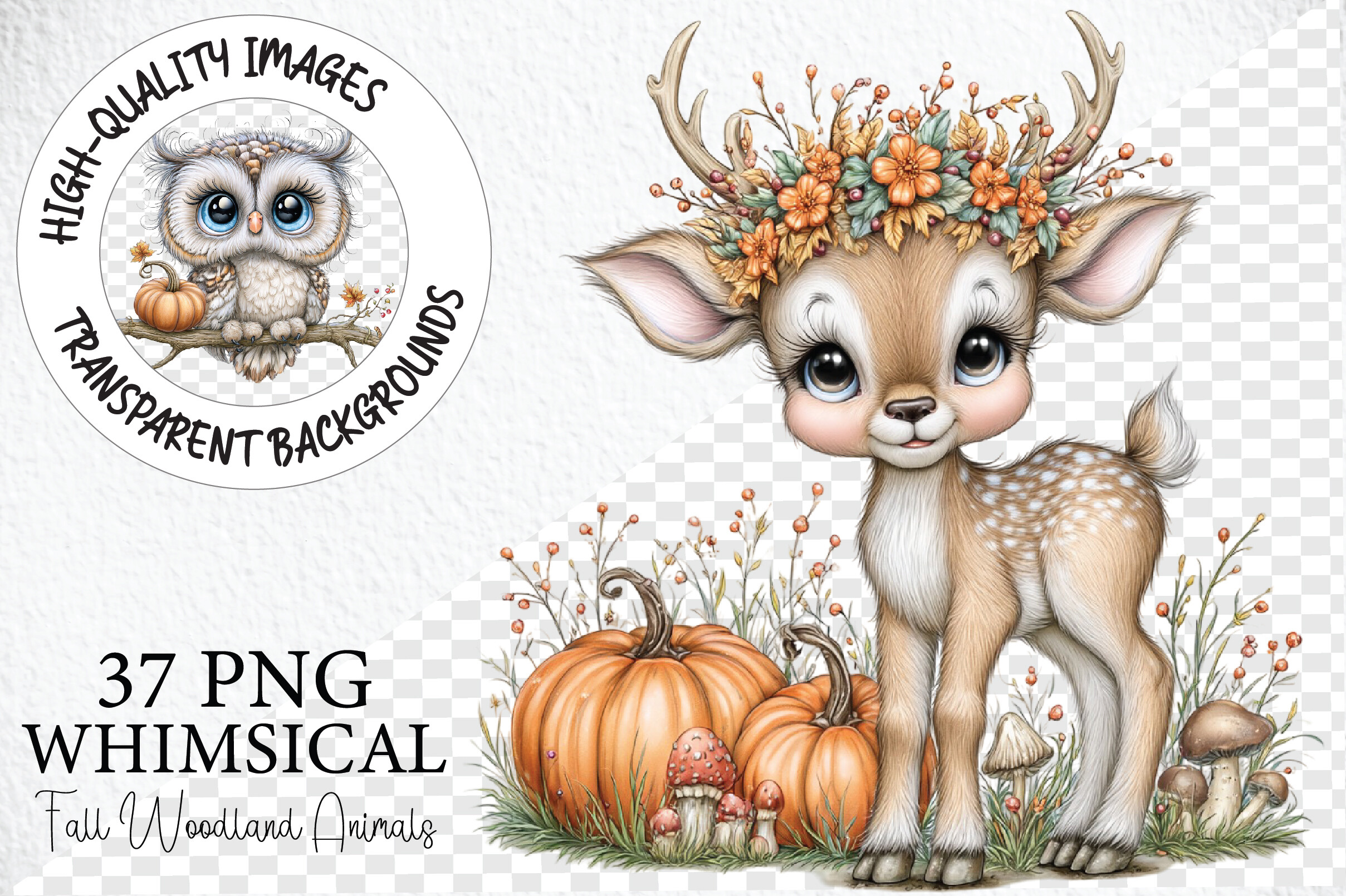 Whimsical Fall Woodland Animals PNG