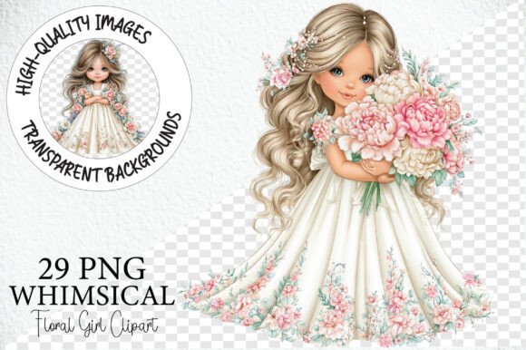 Whimsical Floral Girl Clipart