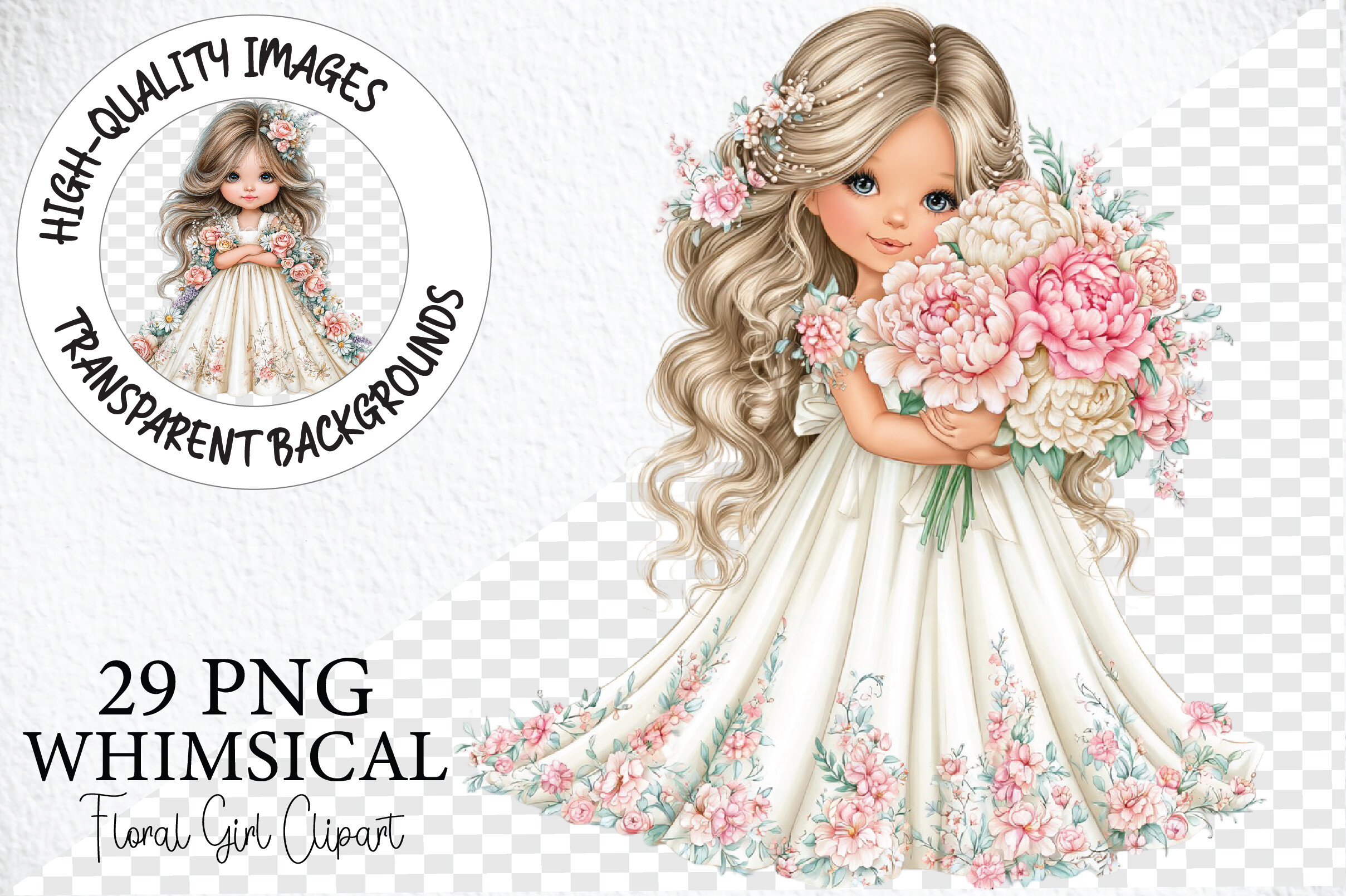 Whimsical Floral Girl Clipart