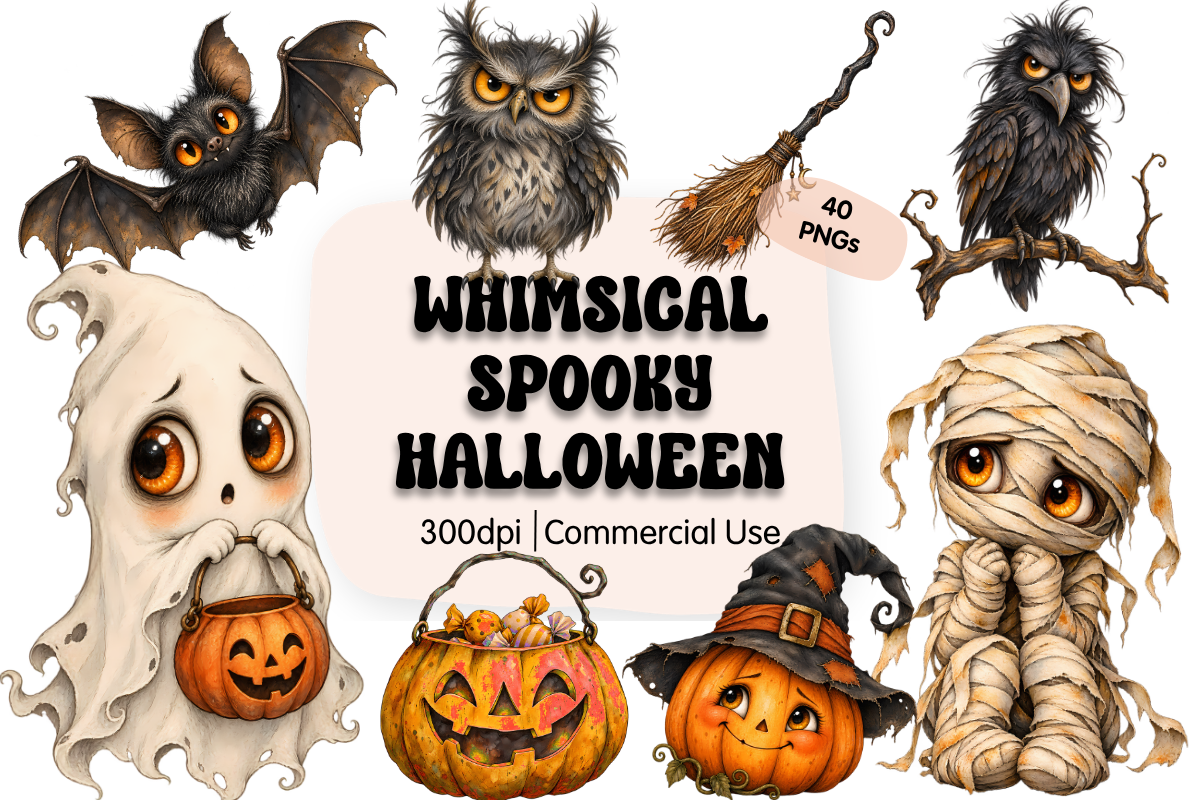 Whimsical Spooky Halloween Clipart