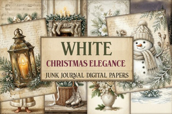 White Christmas Elegance Junk Journal