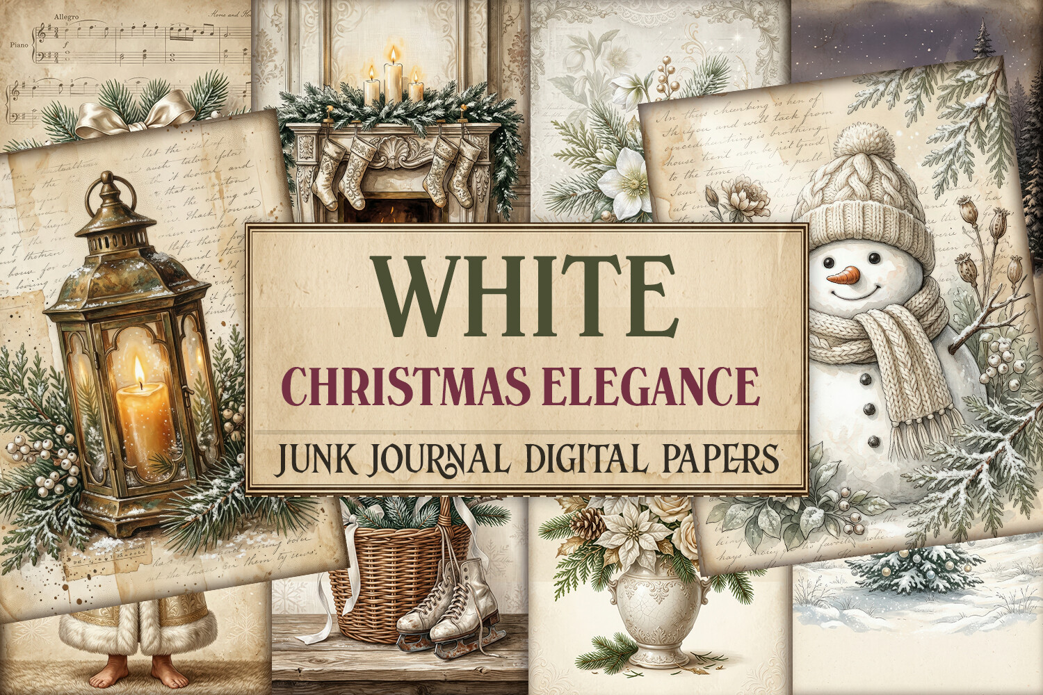 White Christmas Elegance Junk Journal