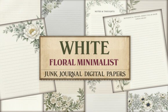 White Floral Minimalist Junk Journal