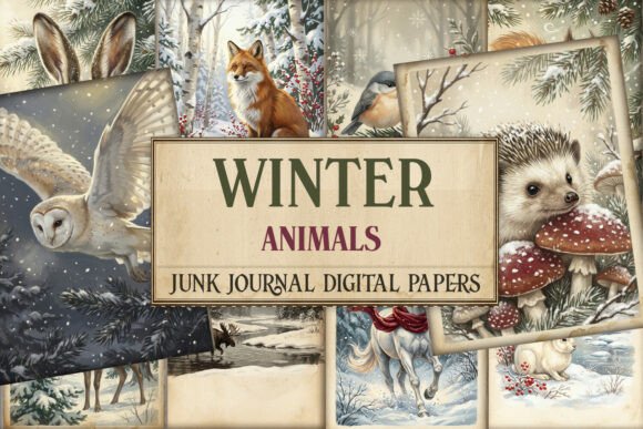 Winter Animals Junk Journal Paper