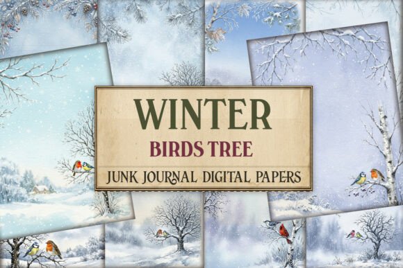 Winter Birds Tree Junk Journal Paper