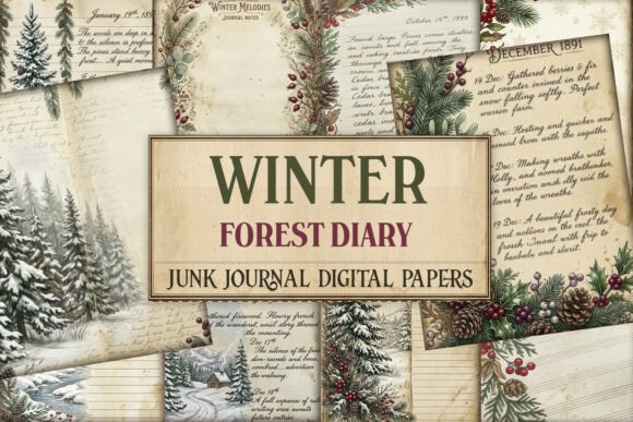 Winter Forest Diary Junk Journal Paper