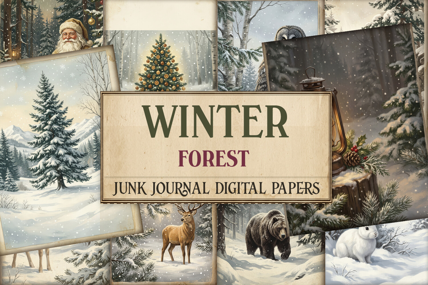 Winter Forest Junk Journal Paper