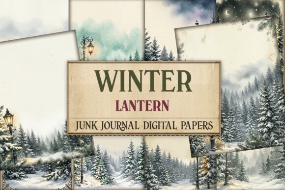 Winter Lantern Junk Journal Paper