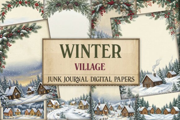 Winter Village Junk Journal Paper