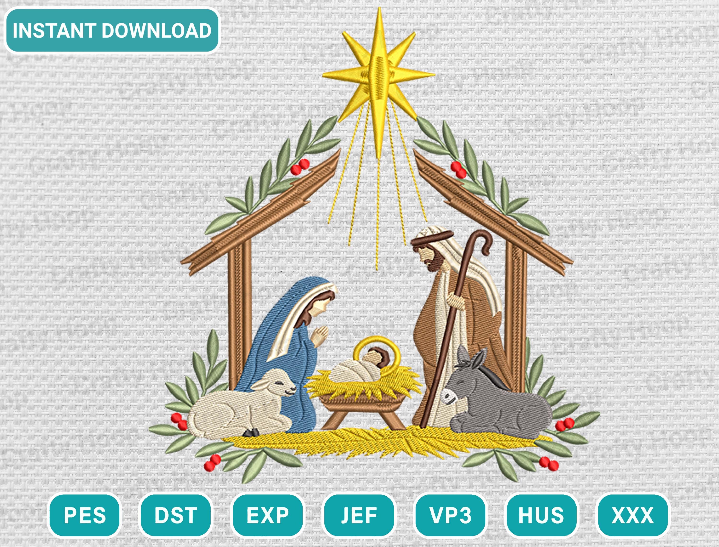 Xmas Nativity Scene Embroidery Design
