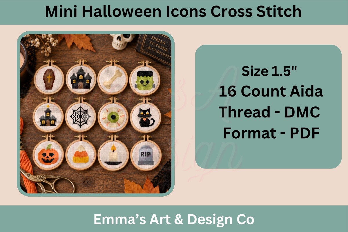 12 Mini Thanksgiving Cross Stitch