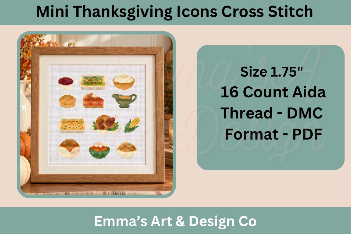 12 Mini Thanksgiving Cross Stitch
