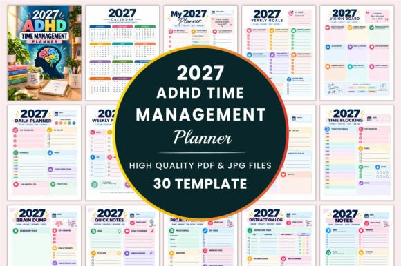 2027 ADHD Time Management Planner KDP