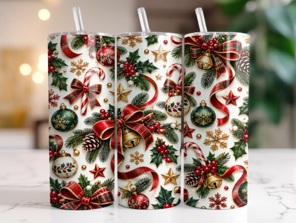 20oz Christmas Candy Cane Bow Tumbler