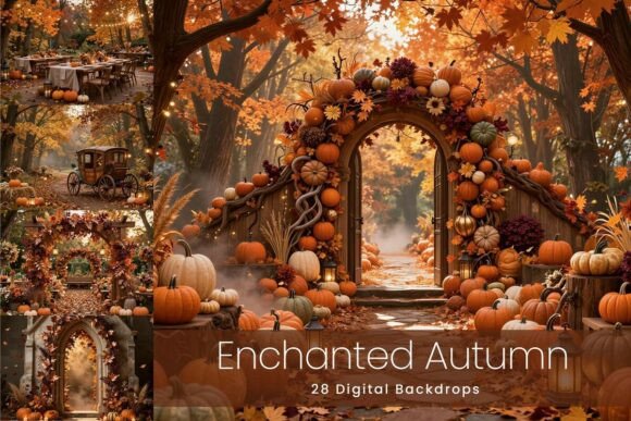28 Enchanted Autumn Digital Backdrops