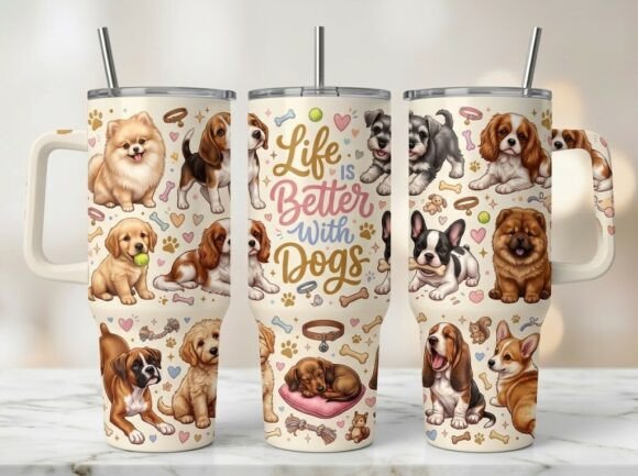 Adorable Puppy Dog Lovers Tumbler Design