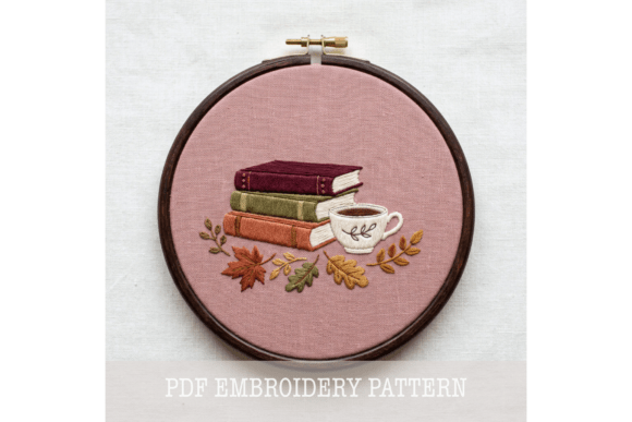 Autumn Books Tea Cup Embroidery Pattern