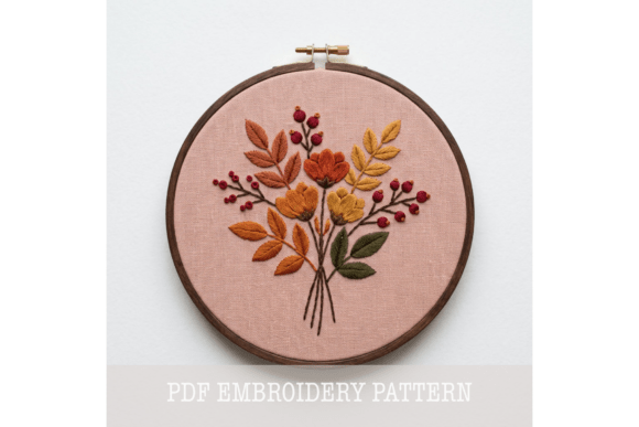 Autumn Flower Bouquet Embroidery Pattern