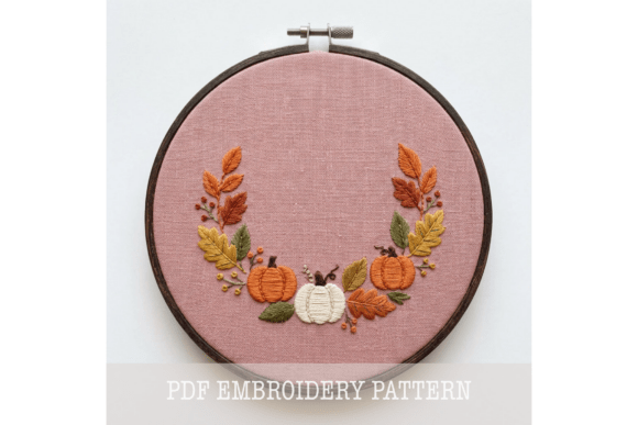 Autumn Leaf Laurel Embroidery Pattern