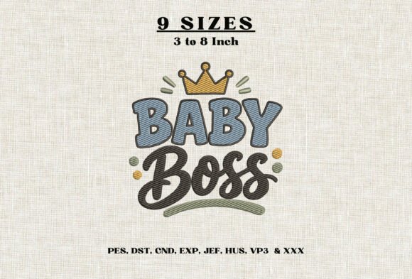 Baby Boss Embroidery Design Crown Baby