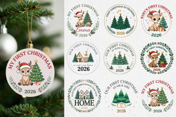 Baby's First Christmas 2026 PNG Bundle