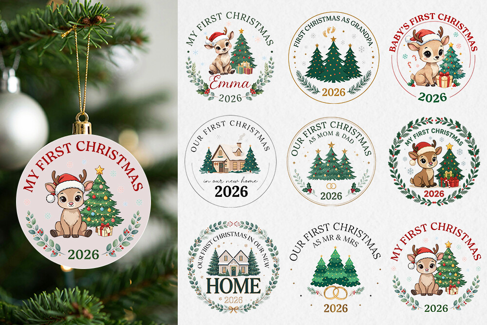 Baby's First Christmas 2026 PNG Bundle