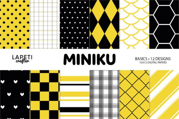 Bee Digital Paper, Yellow Black Pattern