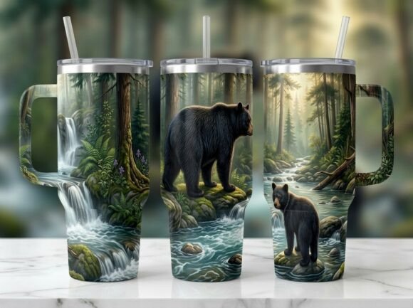 Black Bear River Wildlife Tumbler Design