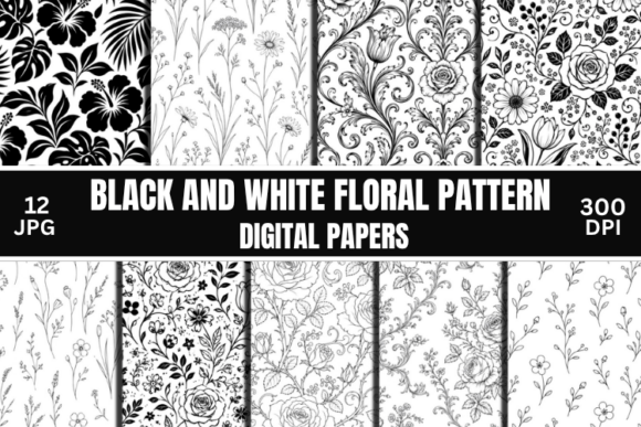 Black and White Floral Patterns