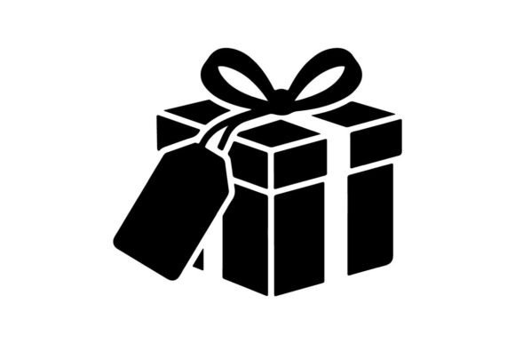 Black Gift Box Icon with a Ribbon Bow an Graphic Illustrations By sctchcreations