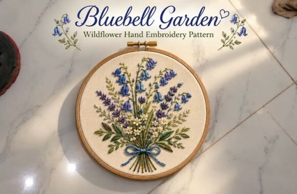 Bluebell Wildflower Hand Embroidery