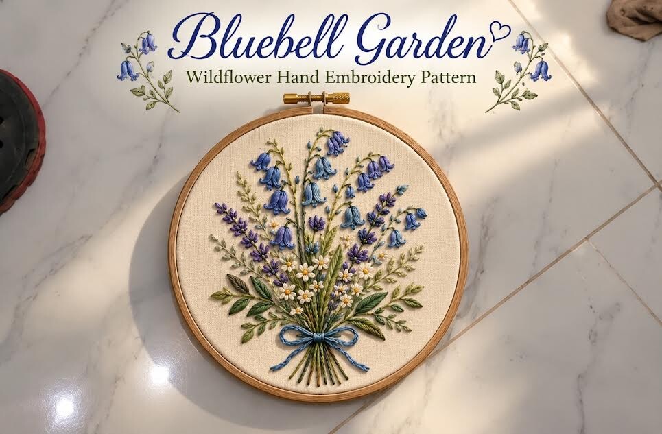 Bluebell Wildflower Hand Embroidery