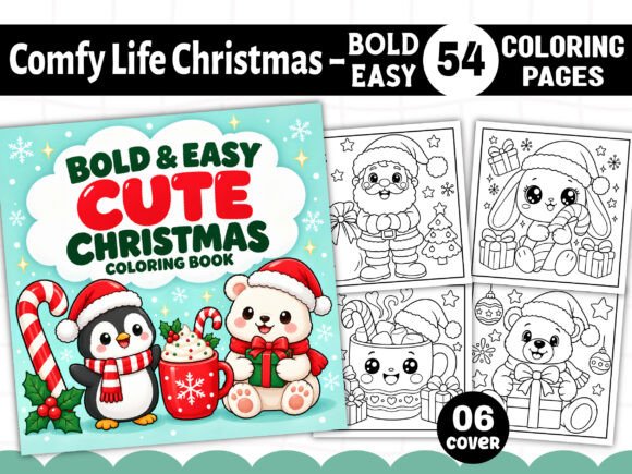 Bold Easy Cute Christmas Coloring Book